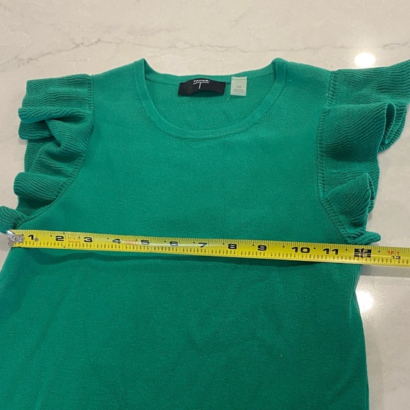 T Tahari Teal Ruffle Sleeve Tank Top - Picture 4 of 7